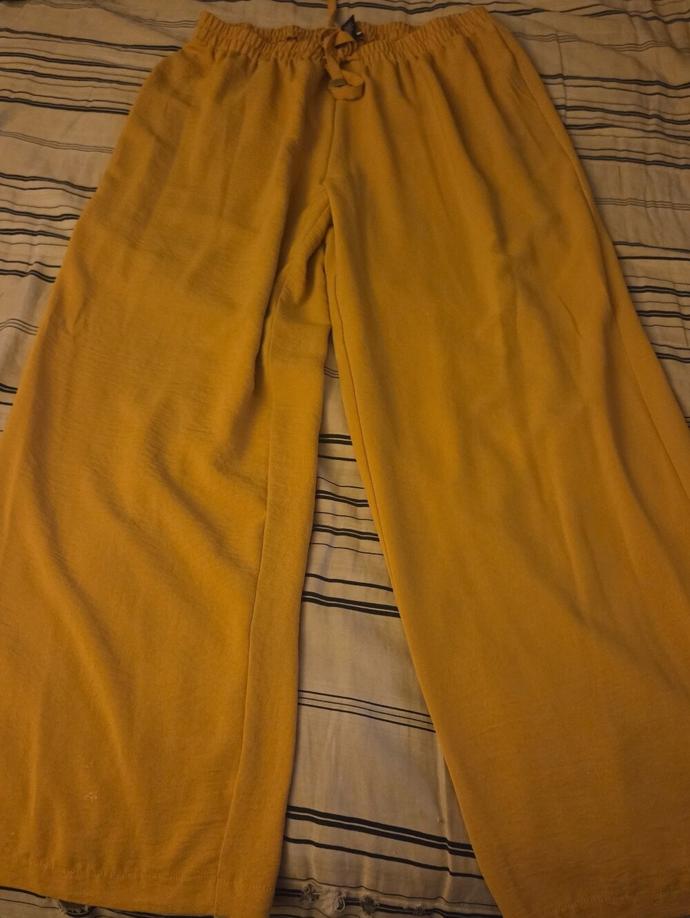 Soho Women's Wide-Leg Drawstring Pants in Mustard/goldenrod Yellow